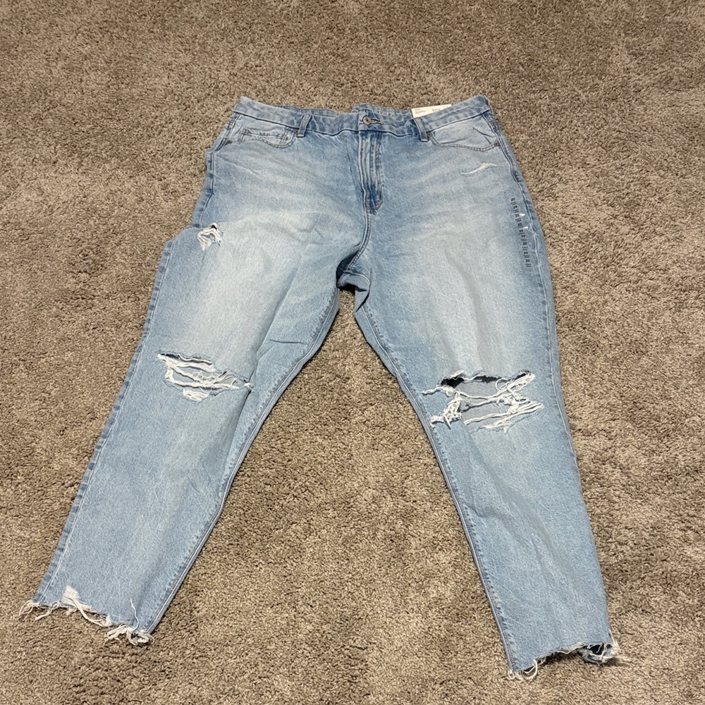 NWT American Eagle Outfitters Light Blue Distressed Mom Jeans